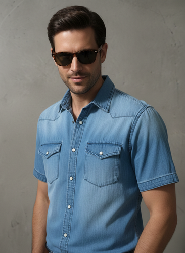پیراهن مردانه استین کوتاه جین استوک DENIM