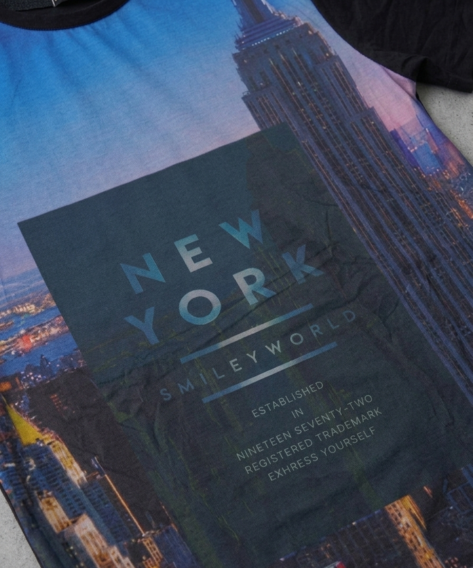 تیشرت مردانه نخی استوک SMILEY