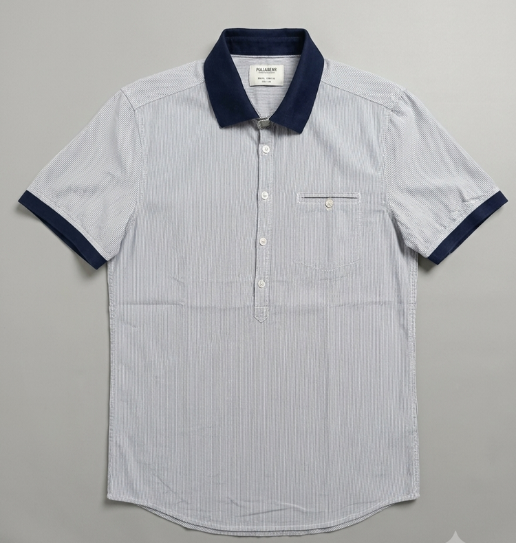 پیراهن مردانه استین کوتاه سه دکمه استوک PULL&BEAR