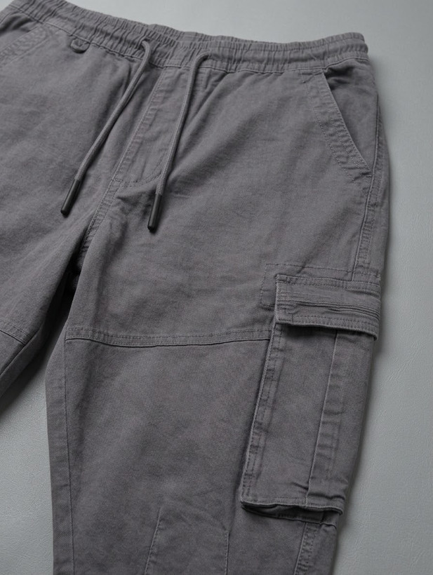 شلوار مردانه کتان کارگو جاگر کمرکش استوک DENIM.CO