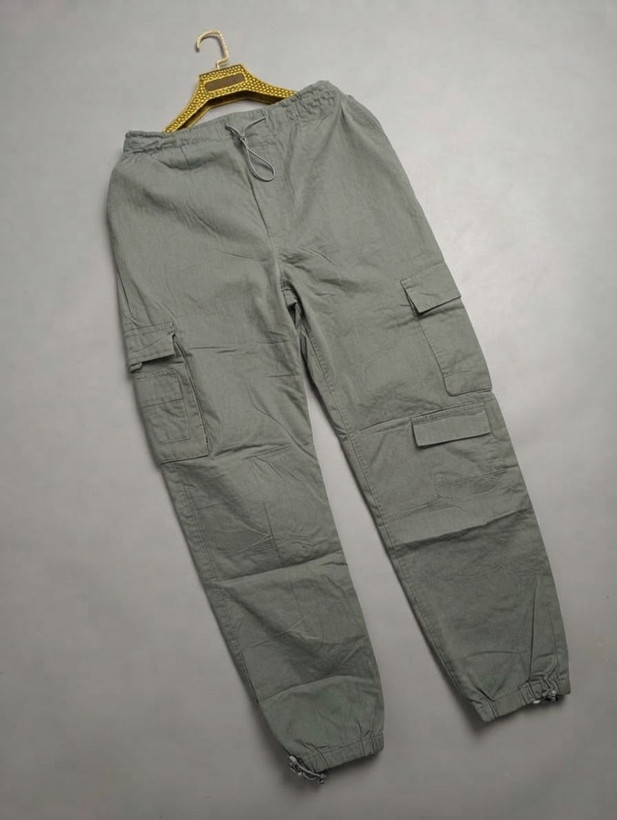 شلوار مردانه کتان کارگو جاگر کمرکش استوک DENIM.CO