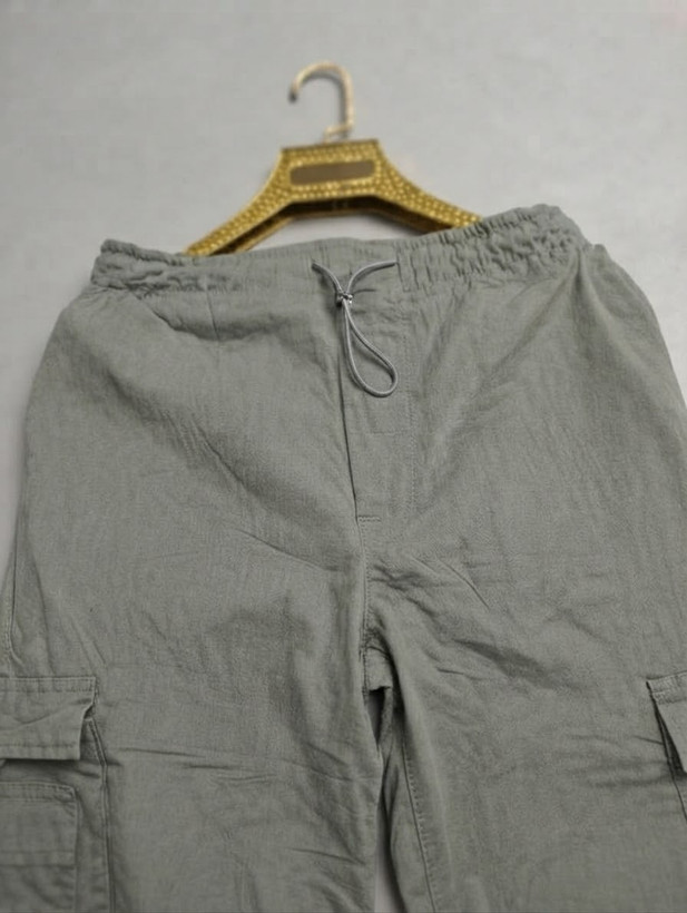 شلوار مردانه کتان کارگو جاگر کمرکش استوک DENIM.CO