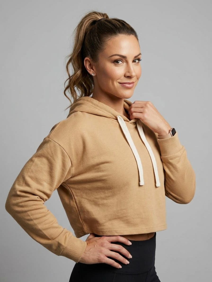 هودی زنانه کراپ استوک BERSHKA